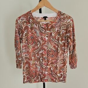Talbots Multicolor Paisley Cardigan